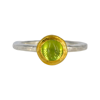 Ring peridoot rond cabochon
