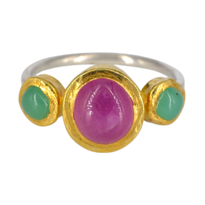 Ring robijn en chrysophraas